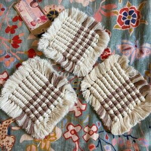 🤍 3 pcs Handmade Woven Table Coaster Mats |  Table Decor